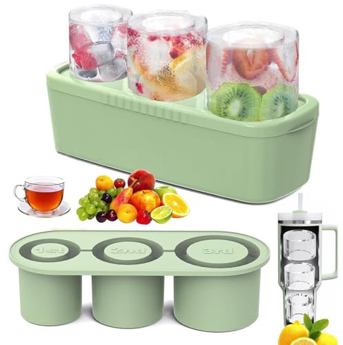 Stampo in Silicone per Bicchieri di Ghiaccio, Stampo Cubetti di Ghiaccio con Coperchio, per preparare 3 grandi cubetti di ghiaccio cilindrici, con coperchio per ghiaccio, cocktail, caffè e tè