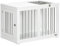 PawHut Jaula para Perros Medianos 2 en 1 Mesa Auxiliar Estilo Moderno con 2 Puertas con Pestillo y Estructura de Acero Inoxidable Casa para Perros 80x50x56,5 cm Blanco
