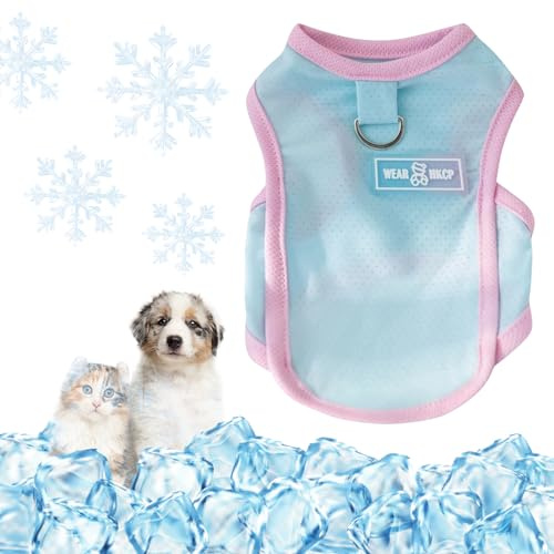 Yaopelky Kylningsväst för Hund, Sommar-T-shirt för Husdjur, Andningsbar Och Snabbtorkande Kläder för Hundar och Katter, Blå (Blå, Storlek M (2,5 till 4 kg))