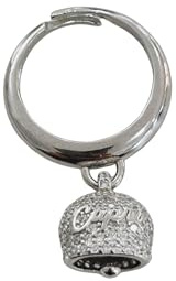 Generico Anello in Argento 925 con campanella portafortuna impreziosita da cubic zirconi con scritta Capri