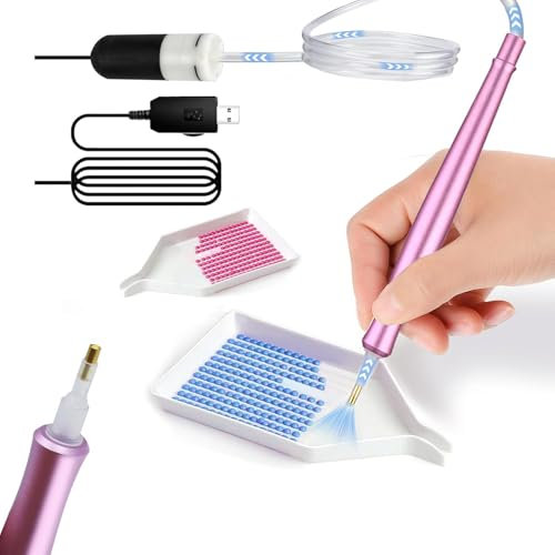 More9Room Electric Diamond Painting Pen Diamond Art Kits for Adults Vacuum Diamond Paint Pen with Storage Tray Diamond Painting Accessories Tool Long-Lasting and Stable