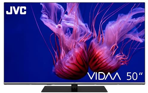 JVC LT-50VDQ6555 QLED Fernseher 50 Zoll Smart TV VIDAA - 4K UHD Fernseher, HDR TV mit Dolby Vision, Dolby Atmos, 6 Monate HD+ inkl. und integriertem Triple-Tuner, LED TV schwarz