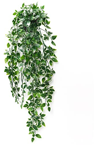 1 planta artificial colgante mandala hojas con macetas, 50 cm de largo, sin mantenimiento, plantas artificiales para jardín, interior, exterior, decoración del hogar (mandala-1 unidad)