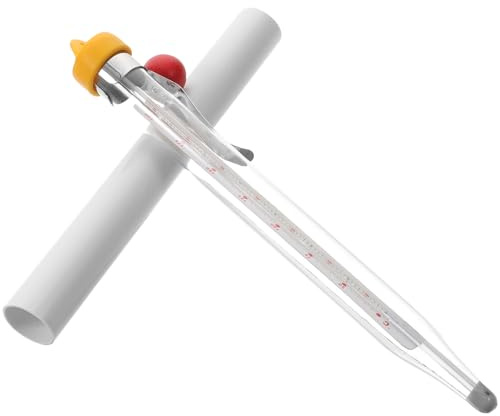 OSALADI Lebensmittelthermometer Glas mit Clip Frittierthermometer und Zuckerthermometer für Süßigkeiten Backen Kochen Leicht Ablesbar Langlebig Sicher für Küche