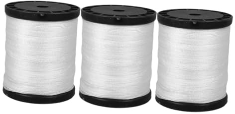 HOMSFOU 3 Rolls Nylon Masonry String Line Cord – Twisted Nylon Twine for Construction and Bricklaying, White Sturdy Cord for Building Sites and Outdoor Projects