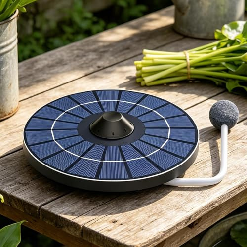 Aérateur Solaire - 2,5 W Pompe À Air Silencieuse Flottant | Énergie Solaire Écologique | Oxygénation Continue avec Tuyau 1,5 M Et Pierre À Bulles | pour Bassin De Jardin Et Bain d'oiseaux Extérieur