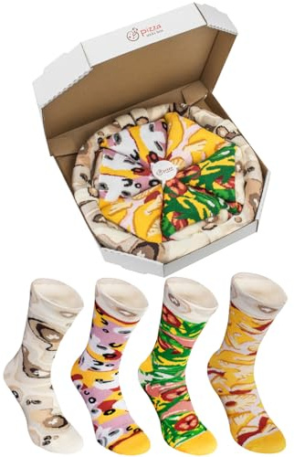 Rainbow Socks - Pizza MIX Hawaïenne Italienne Capriciosa Femme Homme - 4 Paires Chaussettes - Taille 41-46