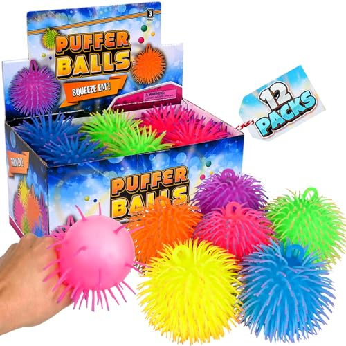 Bedwina Palline gonfiabili (Confezione da 12) - Palline Antistress sfuse, Palla sensoriale al Neon, Antistress e terapeutica per Bambini, per Borse Regalo, Calze e bomboniere