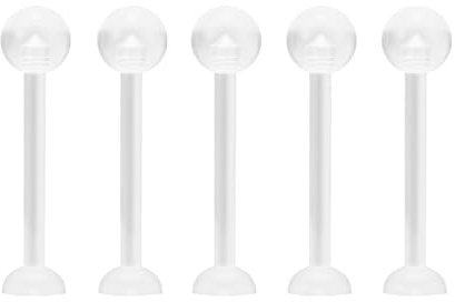 NewkeepsR 5 piezas-1,6mm de grosor, 16mm de longitud, retenedor de anillo de lengüeta transparente flexible de bioplástico, espaciadores de labret planos imperceptibles