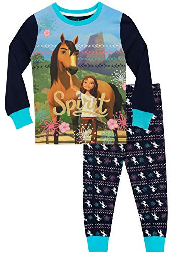 DreamWorks Girls Spirit Riding Free Pyjamas Snuggle Fit Blue Age 8 to 9 Years
