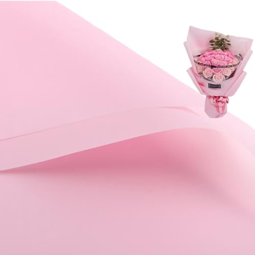 20 pezzi di carta da regalo a fiori a doppia faccia, impermeabile per San Valentino, 50 x 50 cm, utilizzata per lavori fai da te, confezioni regalo, bouquet di fiori (rosa)