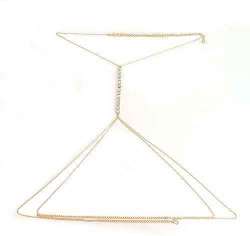Lager strass kroppskedja för kvinnor sexig guld mage midja kedja halsband strand kropp smycken fest för kvinnor och sommar strand crossover bikini bh kroppssmycken (R1)