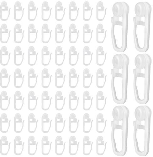 200 Stück Gardinenröllchen, Gardinenhaken für Schienen, 8mm Standardmaß Gardinengleiter, Gardienenrollhacken mit Faltenhaken, Gardinenhaken für Standard Faltengleiter Gardinenschienen