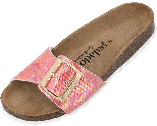 Palado Pantoletten Damen Malta EGS Aurora by Sila Sahin – elegante Sandalen Made in Spain - bequeme Hausschuhe mit Kork-Fußbett - modische Sommerschuhe Flamingo UK3,5 - EU36