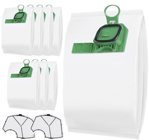 FERRGIA Kit de 8 Bolsas Aspiradora y 2 Filtros Motor Aspiradora para Vorwerk Kobold VK140,VK150,FP140,FP150-Bolsas Microfibra Multicapa,Filtración Avanzada,Instalación Sencilla,Protección Antialérgica