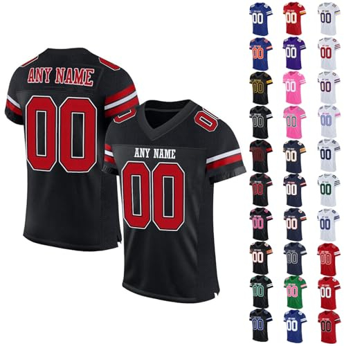 Personalised American Football Jersey Shirt for Children Adults Boys Girls Men Women, Custom Jersey with Name Nummer Logo
