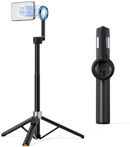 TODI 60 Magnetic Tripod for iPhone,Mini Magnetic Selfie Stick Magnetic Selfie Stick Compatible with iPhone 12-17 Series with Metal Ring