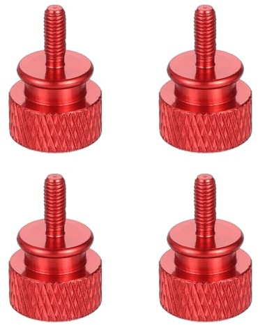 Kvartsman 4 stycken M3 x 8 aluminium vingskruvar 12 x 18 mm (Ø x H) PC-hölje vingskruvar för PC sidovägg moderkort fästskruvar vinröd