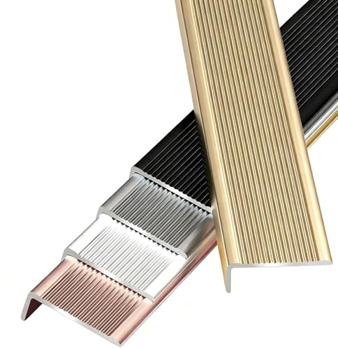Treppenkante Treppenwinkel Treppenkantenprofil In L-Form Aluminium Breite 30-100mm Treppenkantenschutz Stufenkantenprofil(Gold,40 x20mm)