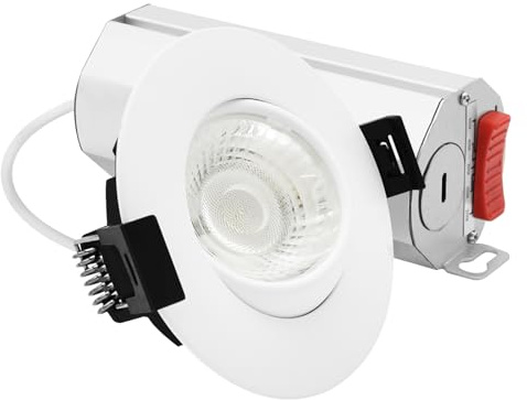 LUXRITE 3-Inch Gimbal LED Recessed Lighting, 5 Color Selectable 2700K-5000K, 9 Watts, 750 Lumens, Adjustable 360º + 30º Swivel Spotlight, Dimmable, CRI90, IC & Wet Rated, ETL, White