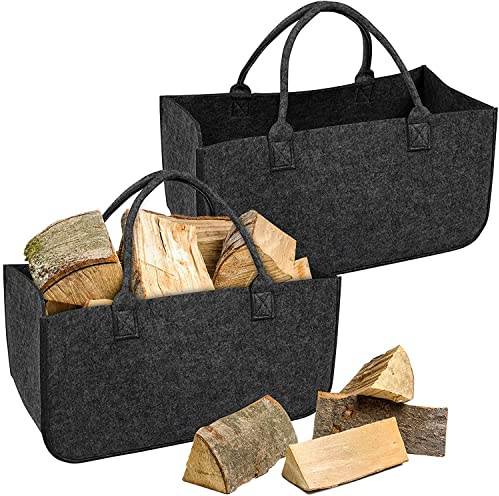 ACXIN Borsa in feltro, 30 kg, resistente, multifunzione, cestino per la spesa di alta qualità, grande volume, grigio scuro, 2 pezzi, Alla moda