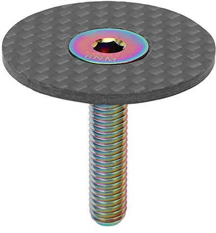 VGEBY Bicycle Headset Top Cap, Waterproof Carbon Fiber Headset Top Cap Strong Pressure Resistance Headset Cap Cover with Titanium Alloy Screw for Mountain Road Bike Bicycles And Spare Parts Ride