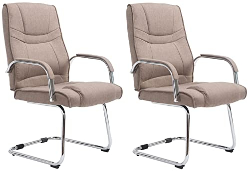 CLP 2er Set Freischwinger Attila Mit Metallgestell & Armlehne I Bürostühle Mit Stoffbezug, Polsterung & 180 KG Belastbar, Farbe:Taupe