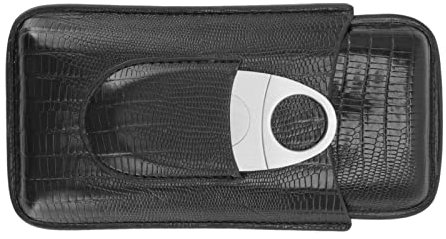 TOPINCN Zigarrenetui aus Leder, Reise-Zigarrenhalter mit Zigarrenschneider-ZubehöR-Set, Tragbare Zigarrenkiste, ZigarrenzubehöR FüR 3 Zigarren
