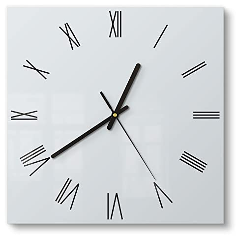 DEQORI Glasuhr | 30x30 cm | Unifarben - Hellgrau | ausgefallene leise Design Uhr aus Glas | Wanduhr für Wohnzimmer & Küche | Moderne Hingucker Uhr für die Wand