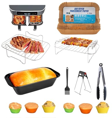 Accessoires air fryer ninja dual 9.5L, 13PCS accessoires Double Zone Air Fryer pour NinjaFoodi AF300EU, AF400EU, SL400EU, SL400EUCP, Cecotec 9L, etc. Accessoires Dual pour friteuse à air