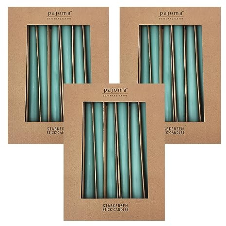 Stavljus set om 30 | grön | Höjd 25 cm ø 2,2 cm | brinntid 7 timmar – premiumkvalitet | enfärgade spetsljus | pajoma