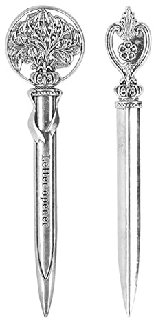 Lot De 2 Ouvre-lettres De Style Vintage, Couteaux à Enveloppe Décoratifs Argentés – Coupe-courrier De Bureau Pratiques Et Portables En Alliage De Zinc, Ensemble De Couteaux à Lettres