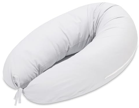 Totsy Baby Seitenschläferkissen 190 cm Komfortkissen - Schlafkissen mit Bezug Seitenschläfer Kissen Body Pillow Seitenschlafkissen mit Reißverschluss Hellgrau