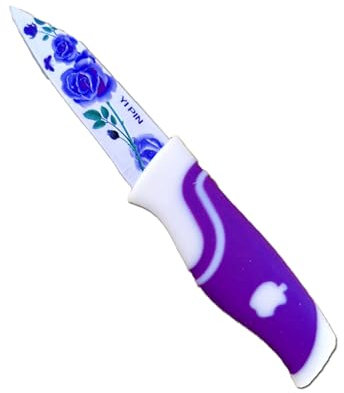 Super Mundo - Cuchillos de Cocina de Cerámica con Flores,ideal para Cortar Verduras y Frutas (94060) (Morado)