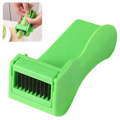 HFSAZJ Green Bean Frencher Tool, Household Vegetable Slicer, Multifunctional Stainless Steel Bean Cutter For Beans Chili Scallions Celery (Green)