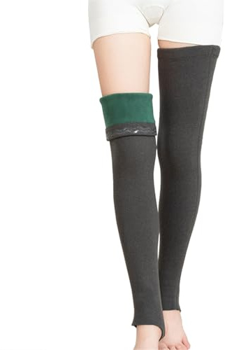 JIAHG Jambières Thermiques d'Hiver pour Femmes Collant Polaire Genouillères Longues Chaud Épais Guêtre Legging Chauffe-jambes pour Yoga Danse Sport Extérieur, 63 cm