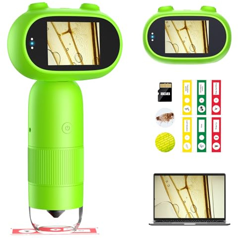 Digital Microscope for Kids,2.0 IPS Screen Handheld Microscope for Kids,Support Capture Photo & Video Record,Science Edu Gift for Children Birthday Ages 3-12