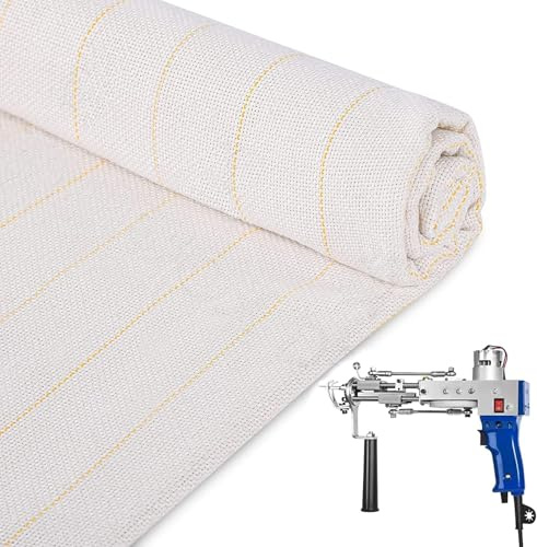 ZOWWFAST Tufting Cloth,Monks Cloth with Marked Yellow Lines for Tufting,Professional Punch Needle Fabric for Tufting Guns for Handmade Rugs | Tapestries 79 x 85 Inchs
