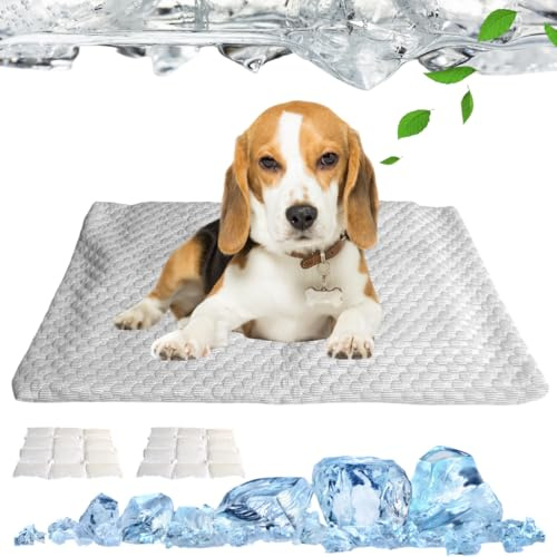 Tappetino refrigerante per cani, superficie resistente ai graffi, istantaneo, per cani e gatti (grigio, M)