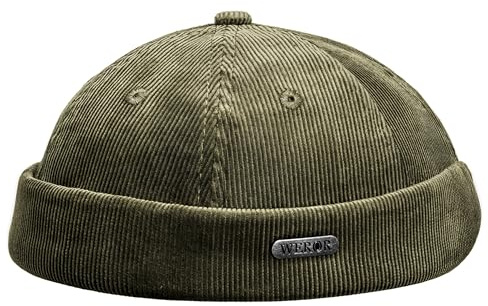 WEROR Dockercap Herren – Fischermütze Seemannsmütze Dockermütze - Cord Mütze aus Baumwolle - Strickmütze – WEROR-449.1 (Oliv, Einheitsgröße)