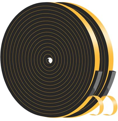 Weather Stripping Door Seal Strip,Foam Tape,Insulation Tape Roll for Insulating Door Frame, Window, Air Conditioner (Black,6mm x 1.5mm x 20M)