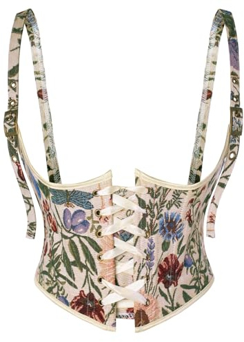 Corset Belt for Women Floral Renaissance Underbust Corset White 6