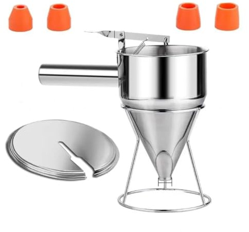 Embudo de masa de acero de grado comercial, 1200 L, manual de capacidad, palanca de control, distribuidor de masa, herramienta para hornear, helado y batería, embudo de control de porciones