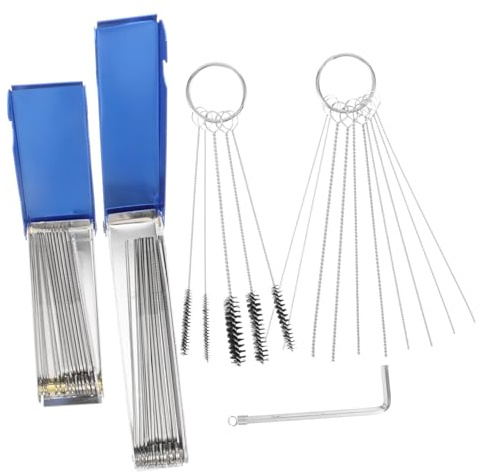 VALICLUD Kit Outils Nettoyage Carburateur Inoxydable avec Aiguilles Brosse et Clé pour Moteur Nettoyeur Pointe de Torche avec Boîtes de Rangement Compactes et Facile à Transporter