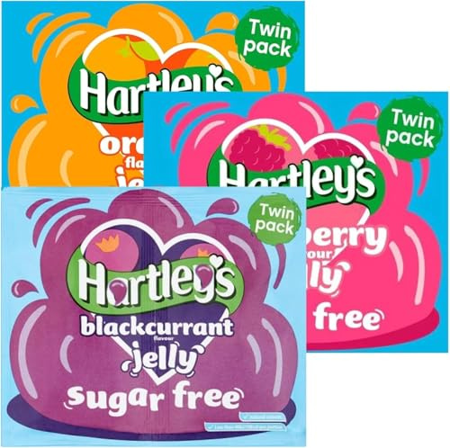 Jelly Bundle With Hartley Sugar Free Orange Jelly Crystals, Raspberry Jellys Crystals and Blackcurrant Jellys Crystal 23g Each (3 Pack)