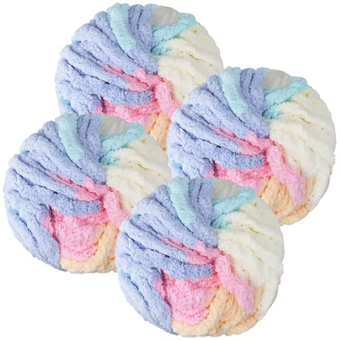 Chunky Wool Yarn 250g × 4 - Jumbo Yarn for Hand Knitting