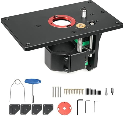 Tavolo elevatore per fresatrice da 65 mm, design di sollevamento invertito con struttura in lega di alluminio, regolazione in altezza da 0 a 57 mm, compatibile con controsoffitti per la lavorazione