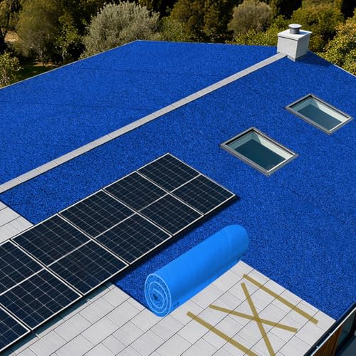 Rain Noise Reducer, Soundproofing Mat with Thickened Coils, Non-slip Pvc, Heat Insulation & Flame Retardant, Silencer Pads for Awning, Sunroom, Patio(Blue,3 * 23 ft)