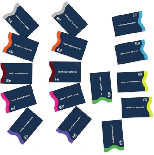 16 Pcs Etui Carte Bancaire Anti Piratage Protection RFID NFC Aluminium | Pochette credit passeport grise, porte multicolore, securite donnees, vol, pochette metal, portefeuille, debit