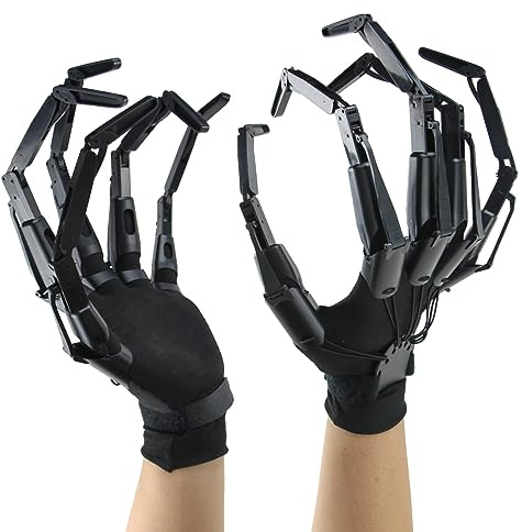 Magoog Halloween Articulated Fingers with Gloves, “Halloween Fever”, Cosplay Costume Prop, Articulated Finger Extensions, Skeleton Bone Claw Hand, Fits Most Fingers Sizes